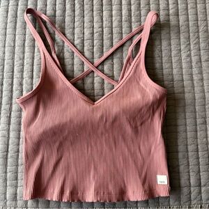 Vuori Pink Ribbed Bra Top